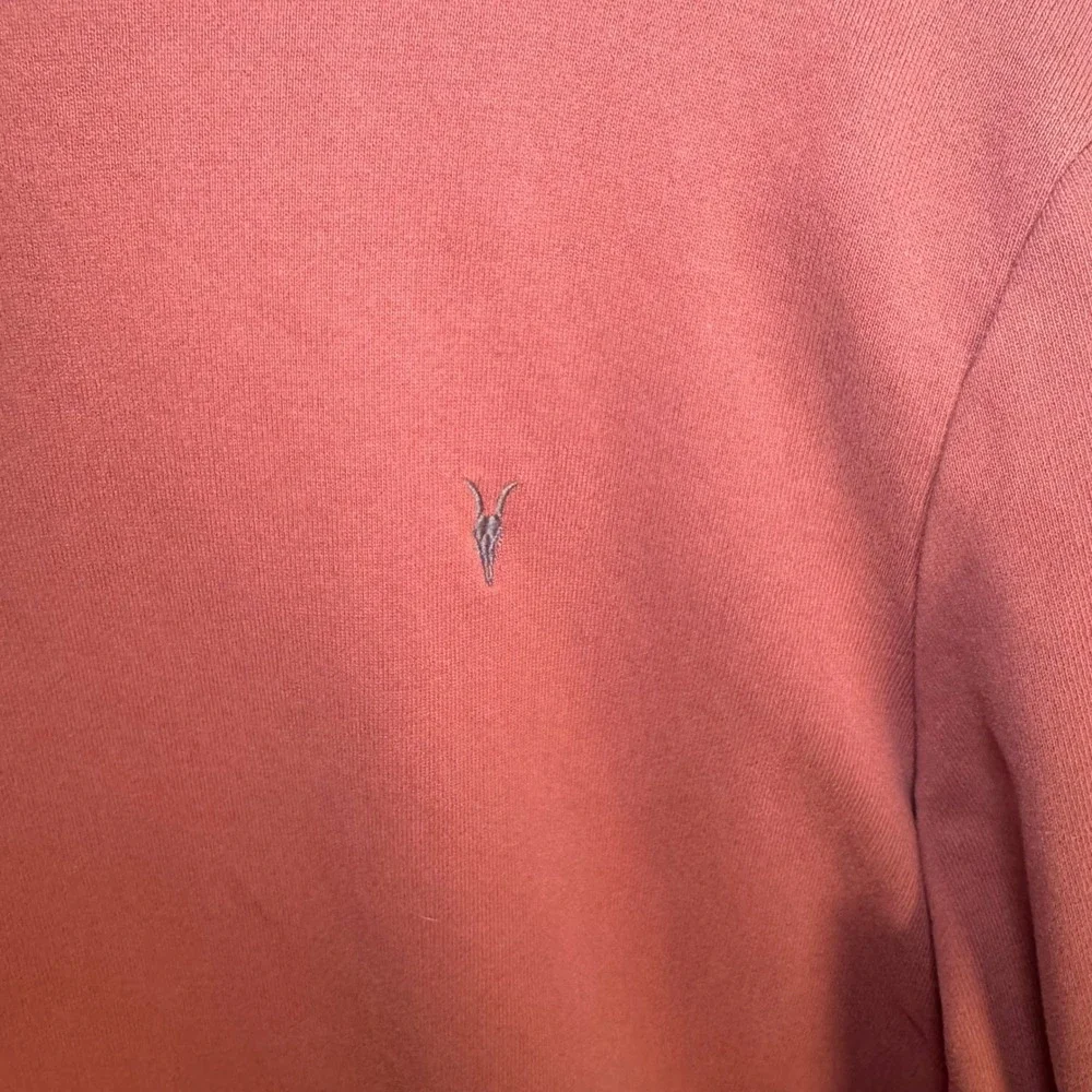 AllSaints Raven Crew Sweatshirt Medium Orange Ramskull Cotton Minimalist Urban